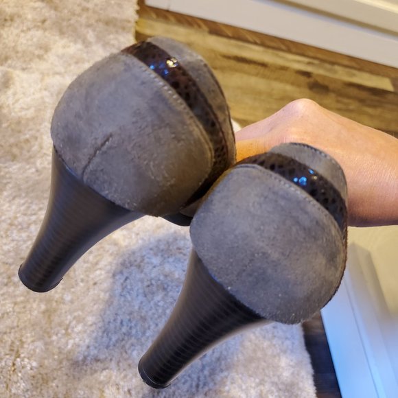 EUC Apostrophe 7M Heels Peep Toe Brown 3" - Picture 5 of 6